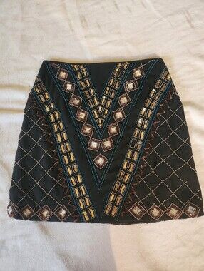 Missguided Embellished Beaded Mini Skirt Black Size US 4